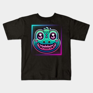 glitch gator art Kids T-Shirt